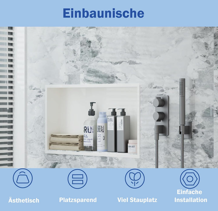 Edelstahl Wandnische für Dusche – Einzelne wandmontierte wasserdichte Duschablage, passend für vorha