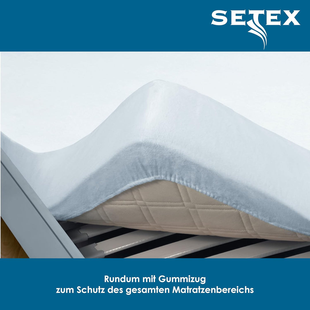 SETEX Molton Köper Matratzenschutz, 90 x 200 cm, Matratzenschoner aus 100 % Baumwolle, Basic, Weiss,