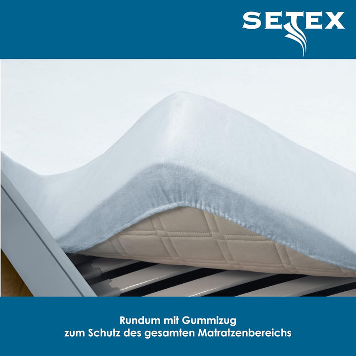 SETEX Molton Köper Matratzenschutz, 90 x 200 cm, Matratzenschoner aus 100 % Baumwolle, Basic, Weiss,