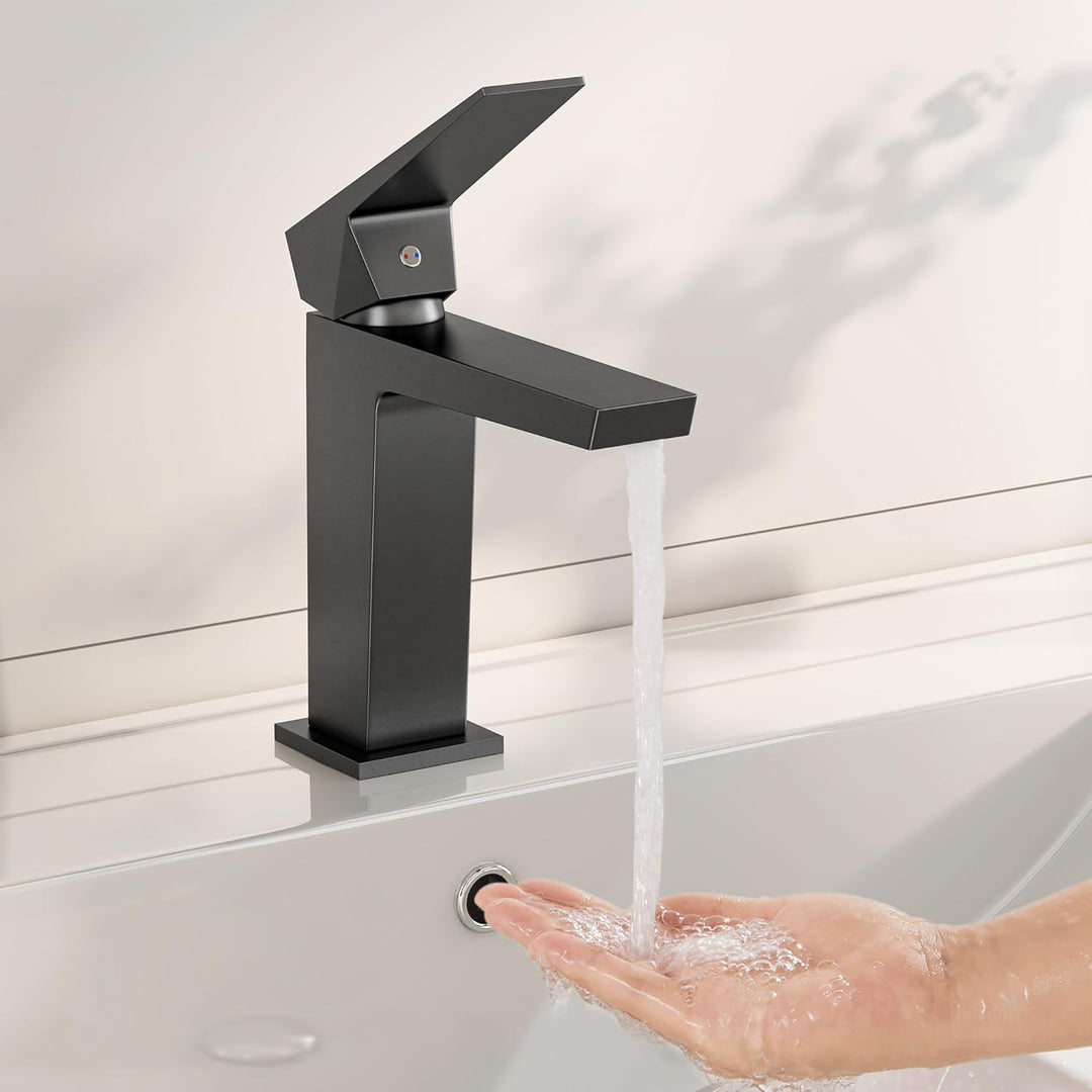 Badezimmerwasserhahn Edelstahl Bleifrei – Rostfrei Anti-Spritz, Warm/Kalt Mischbatterie, Einhebelmis