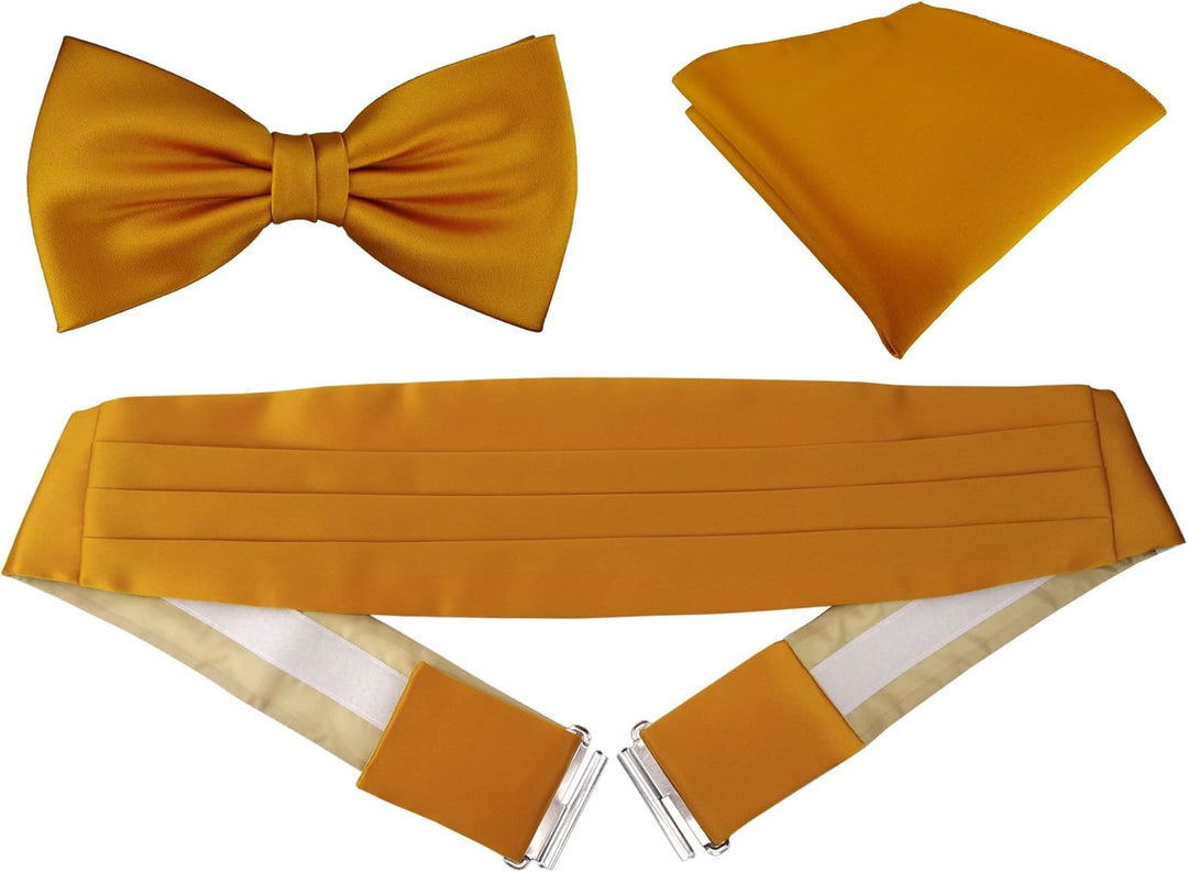 TigerTie Kummerbund Einstecktuch Satin Fliege in einfarbig Uni - Schärpe Leibbinde Gelborange, Gelbo