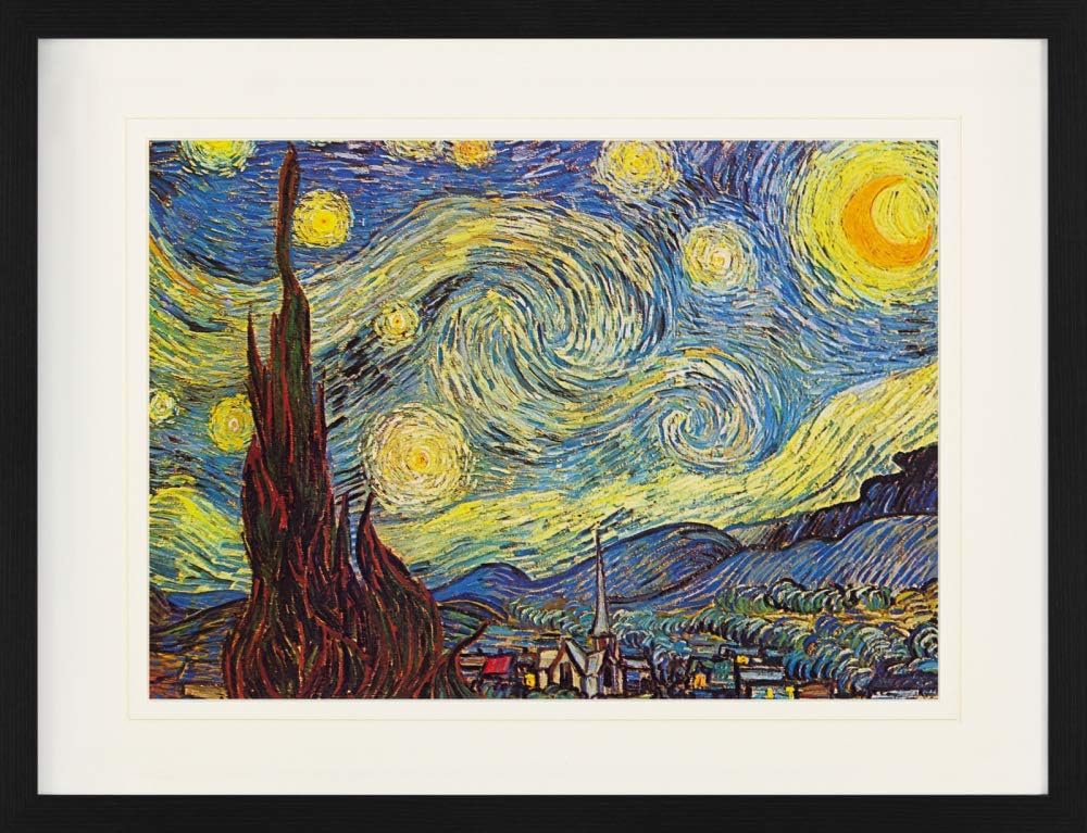 1art1 Vincent Van Gogh Poster Die Sternennacht, 1889 Gerahmtes Bild Mit Edlem Passepartout | Wand-Bi