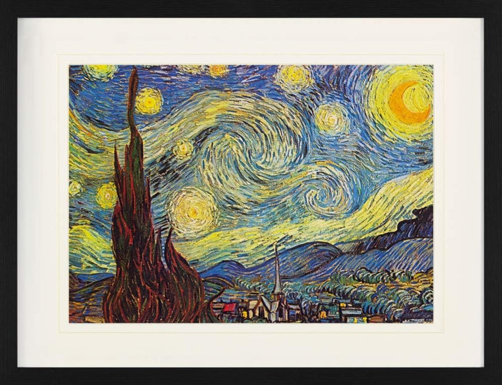 1art1 Vincent Van Gogh Poster Die Sternennacht, 1889 Gerahmtes Bild Mit Edlem Passepartout | Wand-Bi