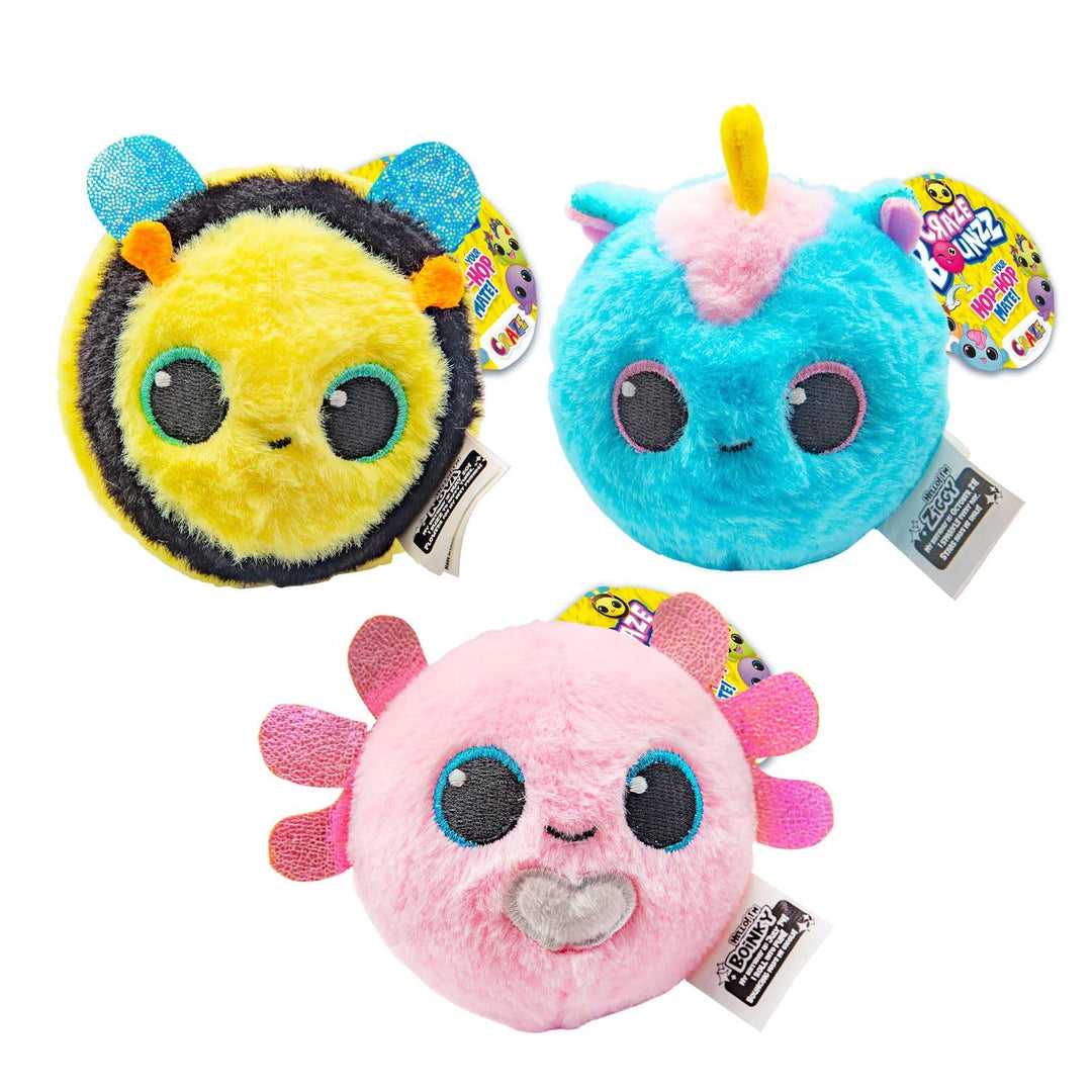 Craze BOUNZZ Trio 3er Bundle Hüpfende Plüschtiere, Flauschige Stofftiere zum Spielen & Sammeln für K