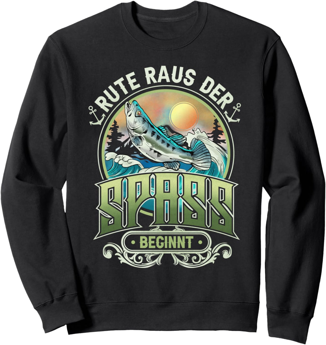 Rute Raus Der Spass Beginnt Angeln Fischen Lustiges Angler Sweatshirt