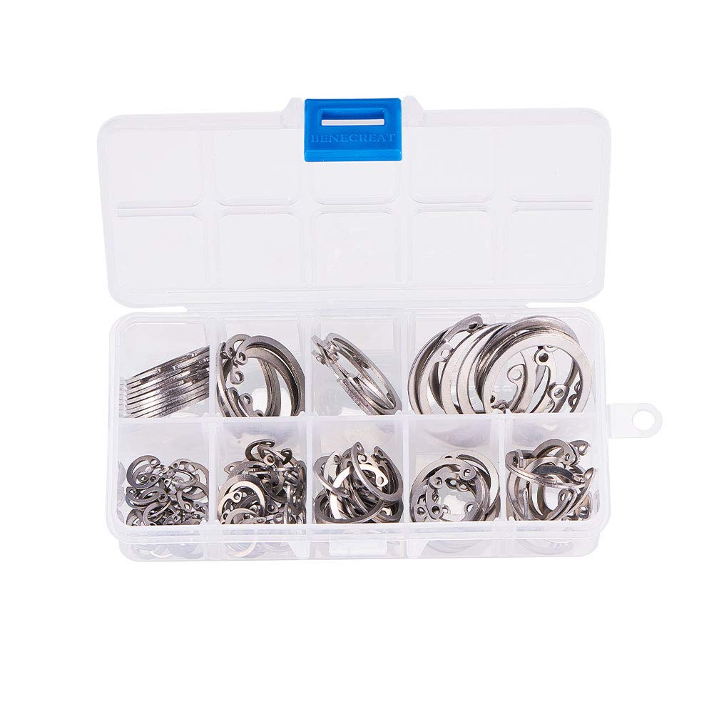 INCREWAY 125 Stück Edelstahl interne Sicherungsringe Clip Ring Sortiment Set Grösse: 8 mm bis 32 mm（