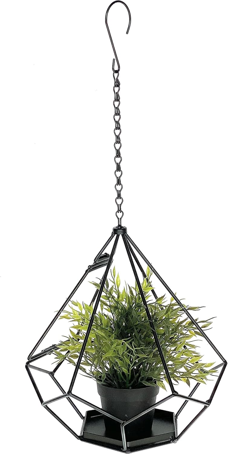 DanDiBo Blumenampel innen Metall Wand Hängepflanzen 64 cm 96075 S mit Tür 6 Ecken Pflanzenhänger Blu