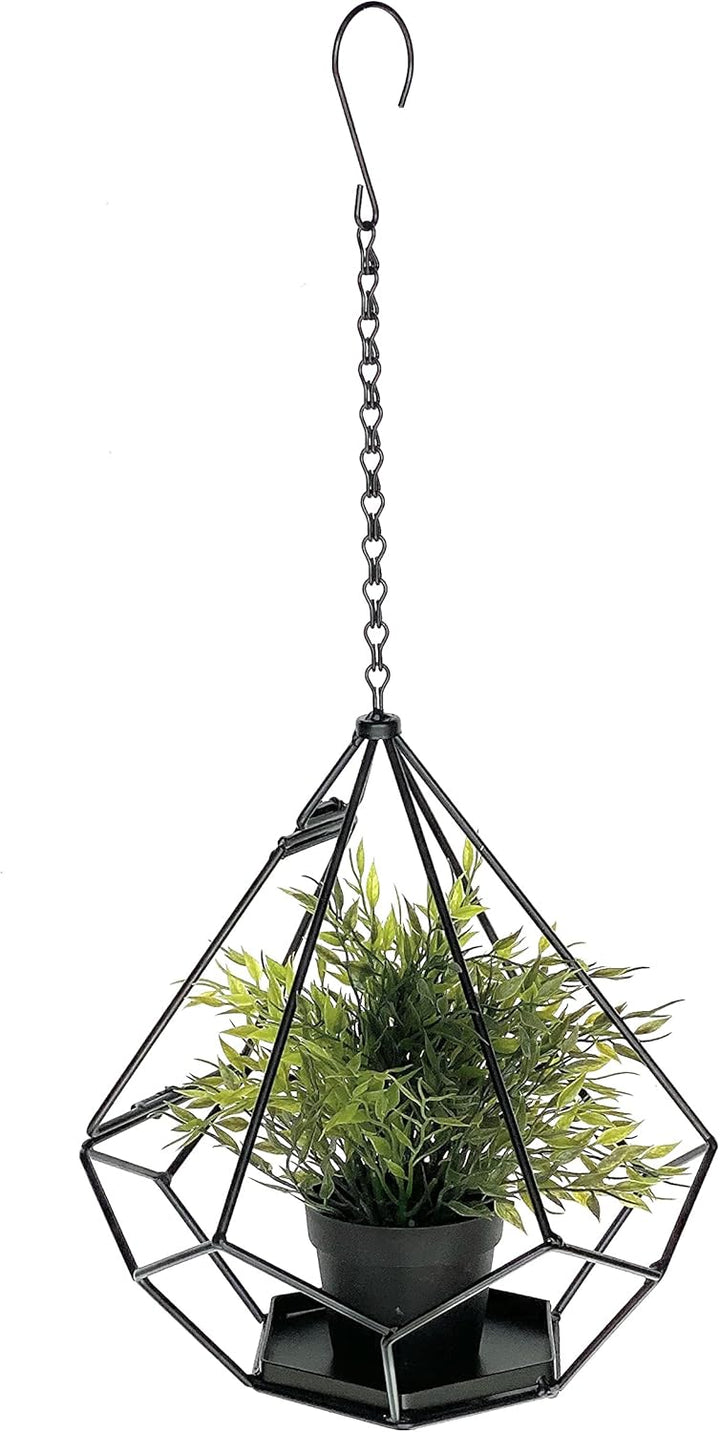 DanDiBo Blumenampel innen Metall Wand Hängepflanzen 64 cm 96075 S mit Tür 6 Ecken Pflanzenhänger Blu