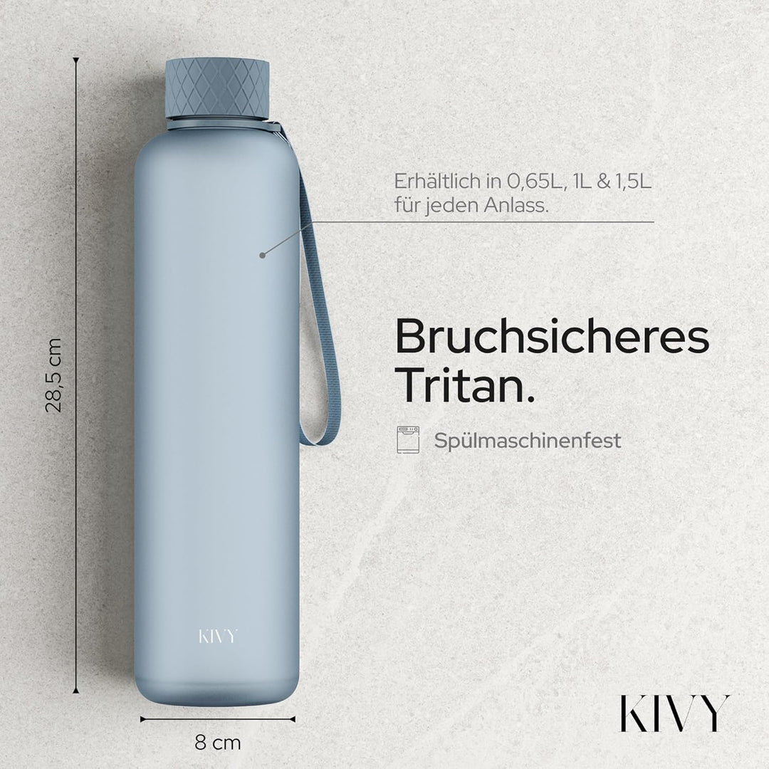 KIVY Trinkflasche 1l - Kohlensäure geeignet & Auslaufsicher - Für Sport, Schule & Büro - Sport Trink