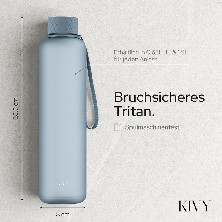 KIVY Trinkflasche 1l - Kohlensäure geeignet & Auslaufsicher - Für Sport, Schule & Büro - Sport Trink