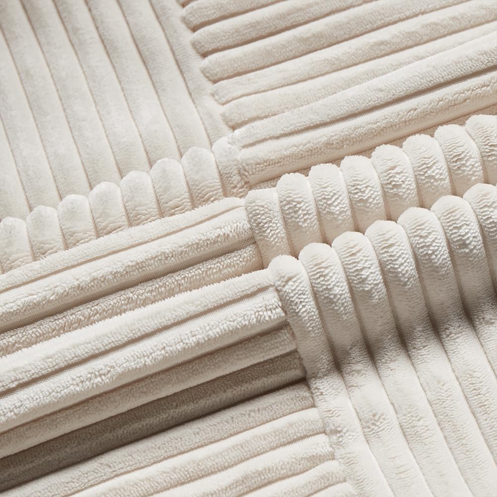 FDTERN 2er Set Creme Beige Kordsamt Weihnachten Kissenbezug 55x55 Weich Dekorative Kissenbezüge Kiss