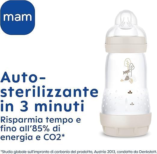 MAM Babyflaschen-Set mit 8 Anti-Kolik-Flaschen, 1 Original Starterschnuller, 1 extra weichem Schnabe
