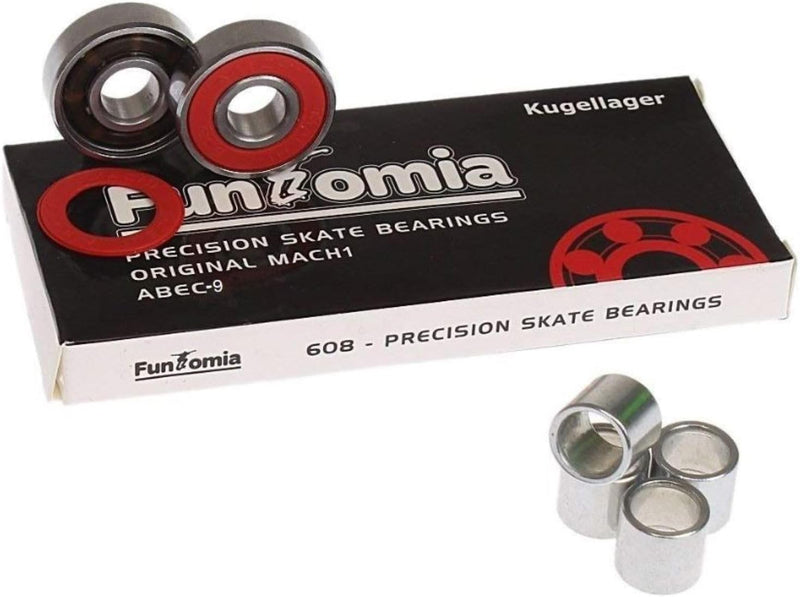 FunTomia 32 Stück 608er 2RS ABEC-9 MACH1 Renn Kugellager/Lager + Spacer z.B. für Inliner Skates Skat