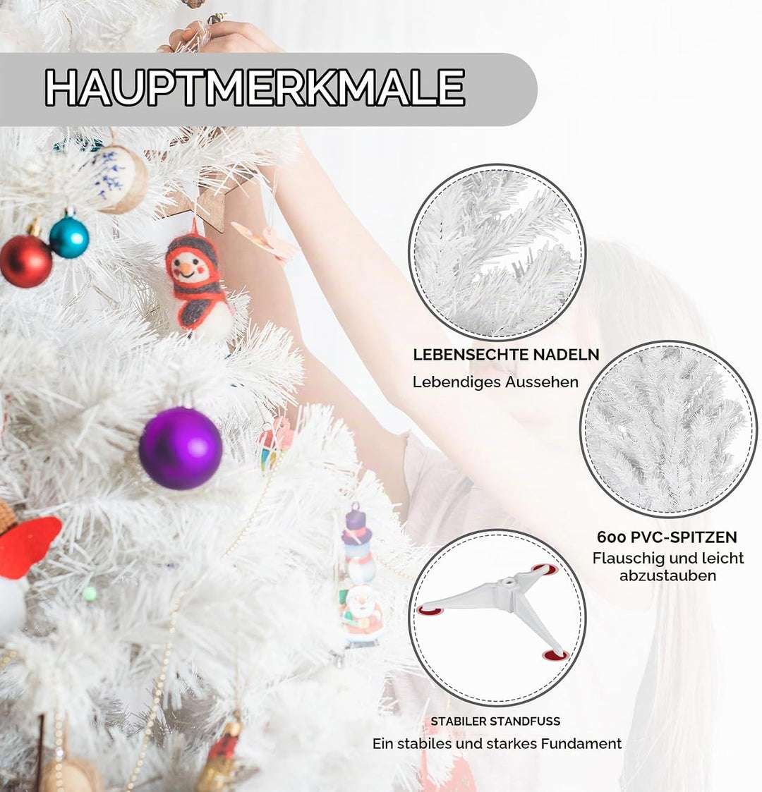 CCLIFE Künstlicher Weihnachtsbaum Nordmanntanne,180cm,600 Astspitzen,Tannenbaum Klein, Spritzguss, W