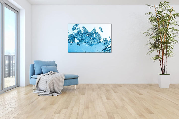 deyoli kunterbuntes Fraktal Format 80x60 Effekt: Monocrome Blau als Leinwandbild, Motiv fertig gerah