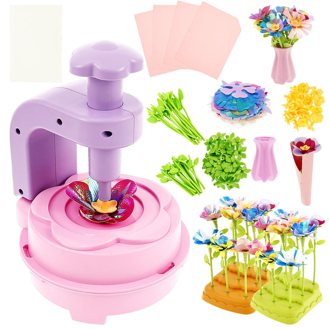 Blumen Bastelset Kinder, Blumenpresse Basteln Kinder mit Blumenmaschine Spielzeug Blumen Basteln Mäd