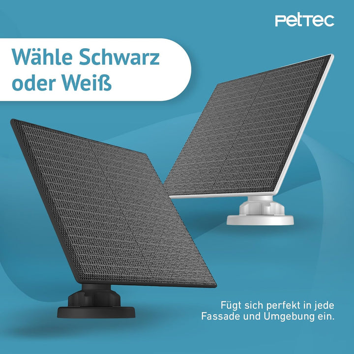 PetTec - Solar Panel für Überwachungskamera aussen Pet Cam - Solarmodul 4,4W in Schwarz - Für Outdoo