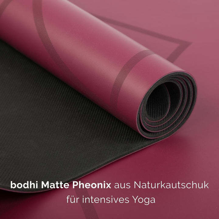 Bodhi Yogamatte Phoenix | Rutschfest & Schadstofffrei | Matte aus Naturkautschuk mit PU-Beschichtung