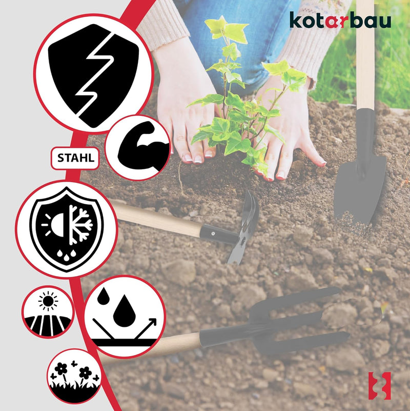 KOTARBAU® Gartenwerkzeug Satz 6tlg. Mini Gärtnerwerkzeug Forke Grubber Rechen Hacken Spaten Doppelha