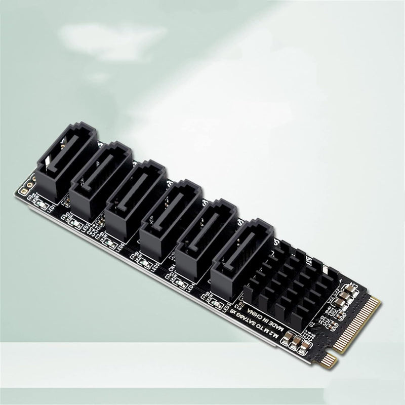 WANGCL NVME zu SATA Adapter M.2 zu SATA Konverter 6Port mit Aluminium Radiator Unterstützung PM Funk