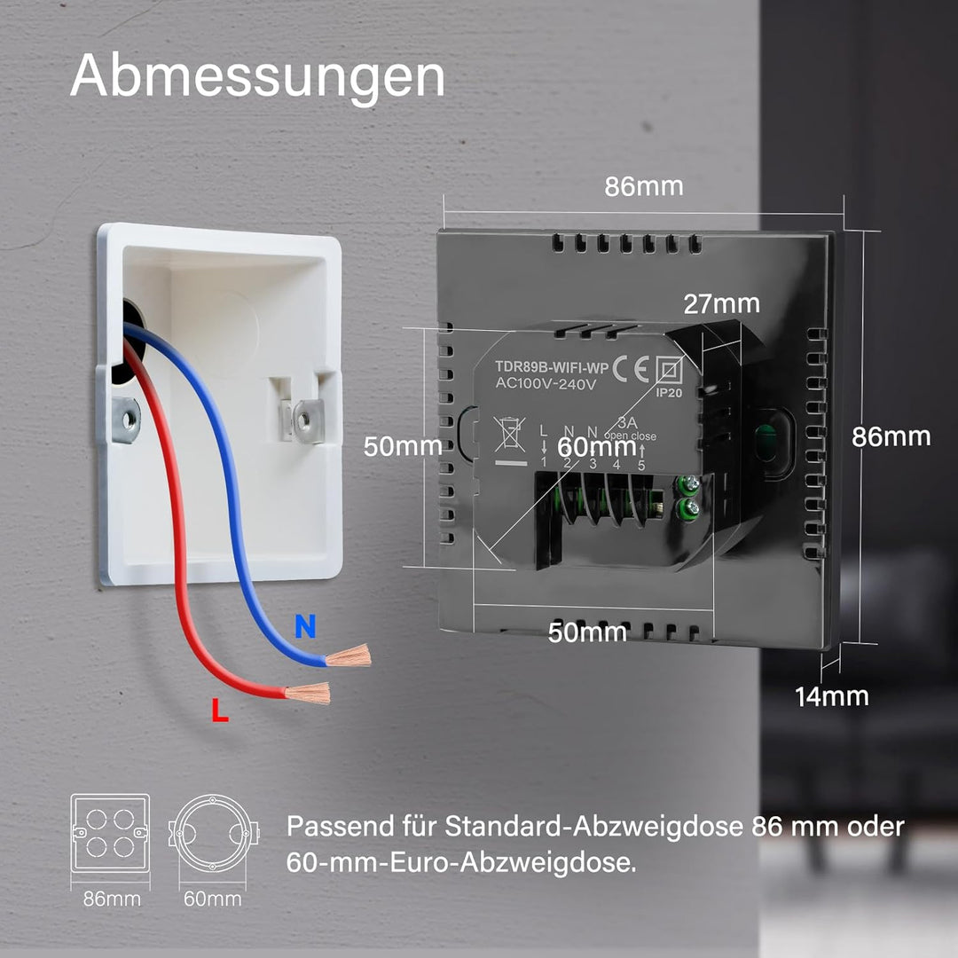 Thermostat Fussbodenheizung Smart für Wasser Fussbodenheizung, Beok WiFi Raumthermostat Digital Heiz