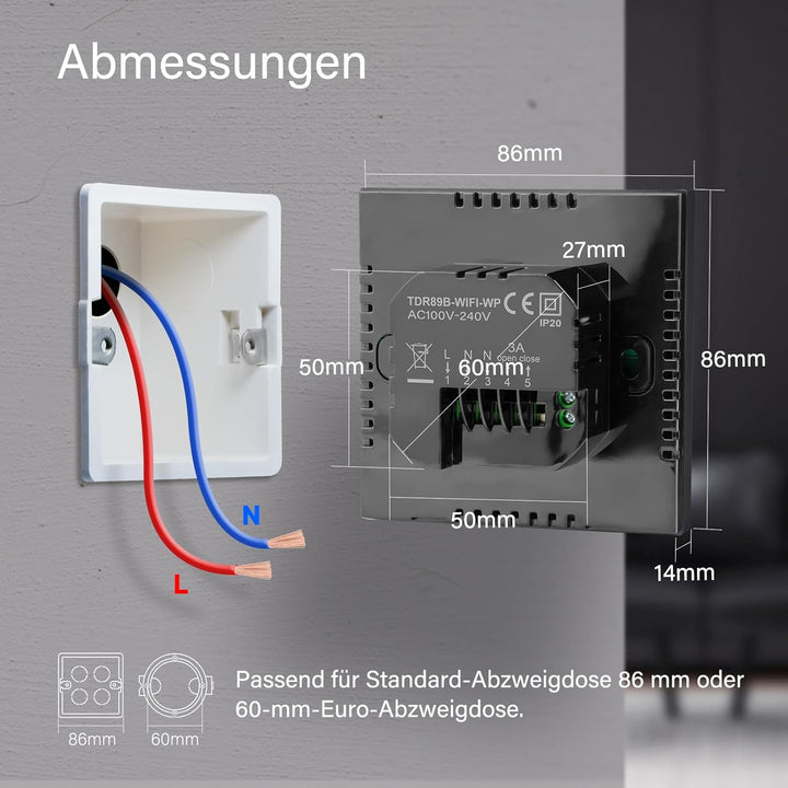 Thermostat Fussbodenheizung Smart für Wasser Fussbodenheizung, Beok WiFi Raumthermostat Digital Heiz