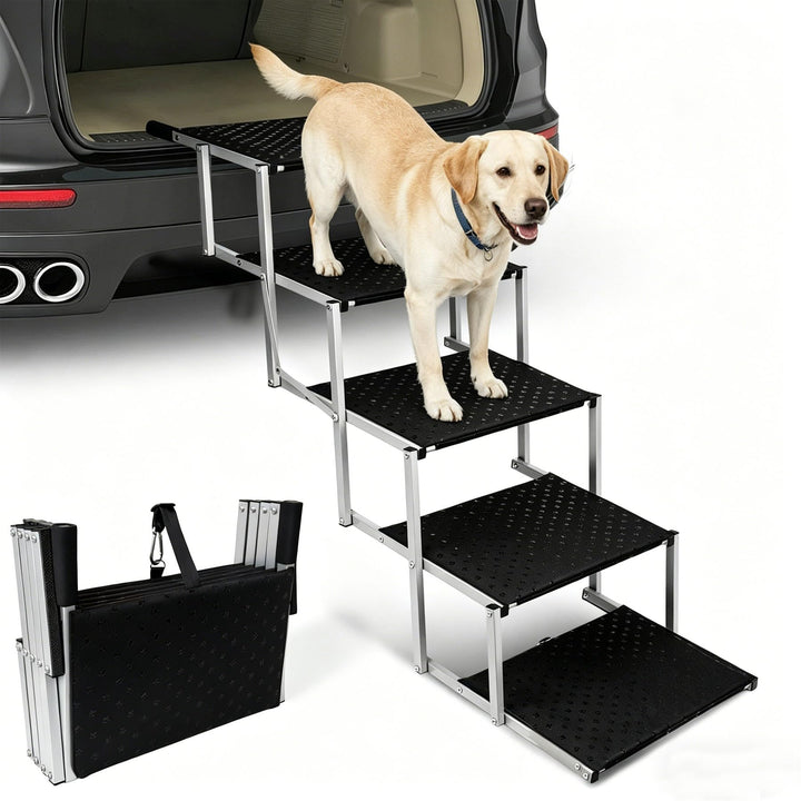 Hundetreppe Auto Klappbar- Hundetreppen Grosse Hunde [bis 113kg] - Gelenkschonende Einstiegshilfe Hu