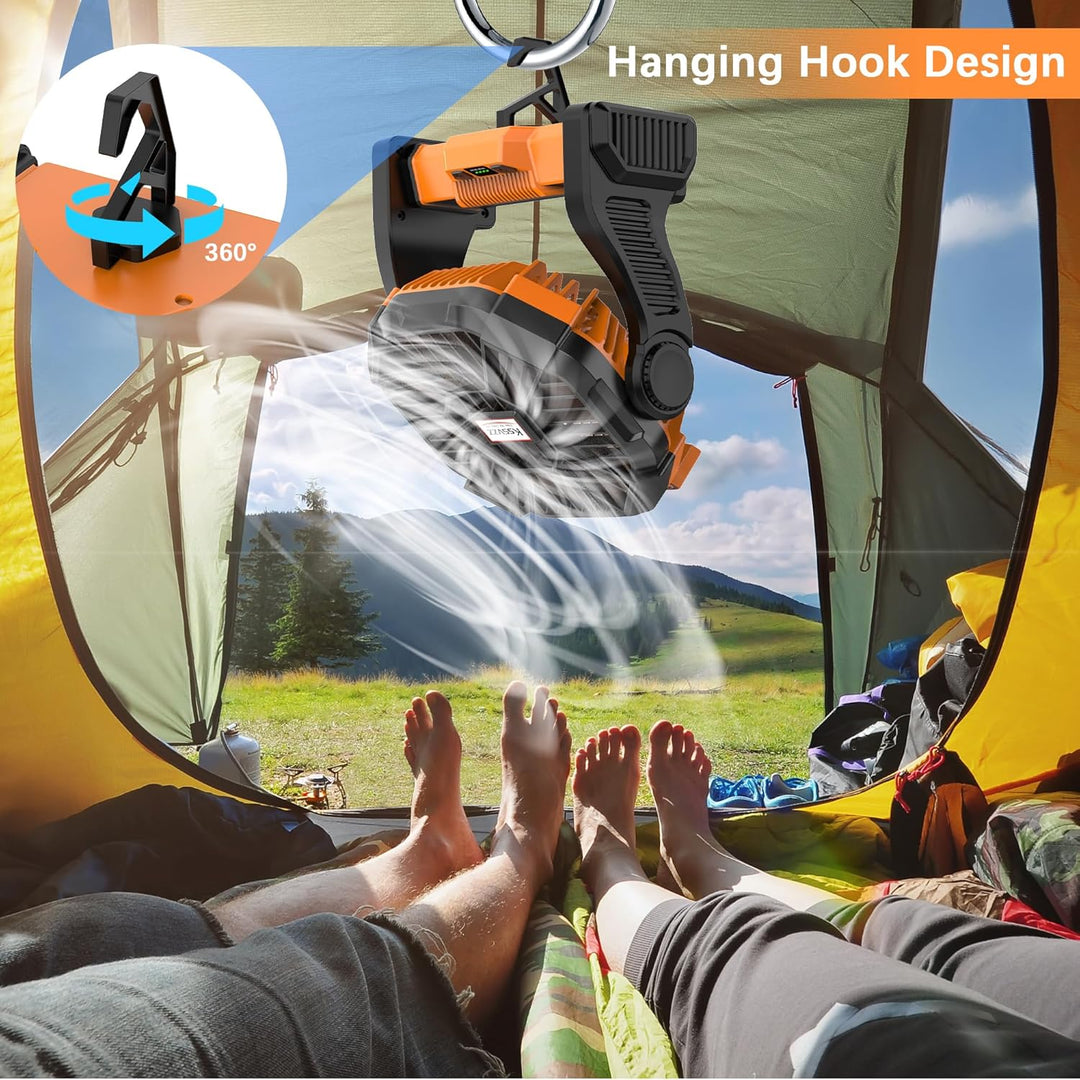 Kssvzz Camping Ventilator 20000mAh, 72 Stunden Akku Ventilator, 4 Geschwindigkeiten Tragbarer Ventil