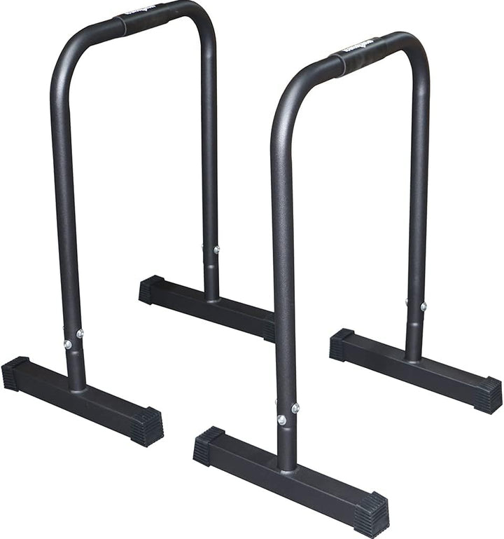 Sporttrend 24® 2 x Parallettes Push Up Stand Bar in schwarz mit extra breitem Fuss | Dip Station Equ