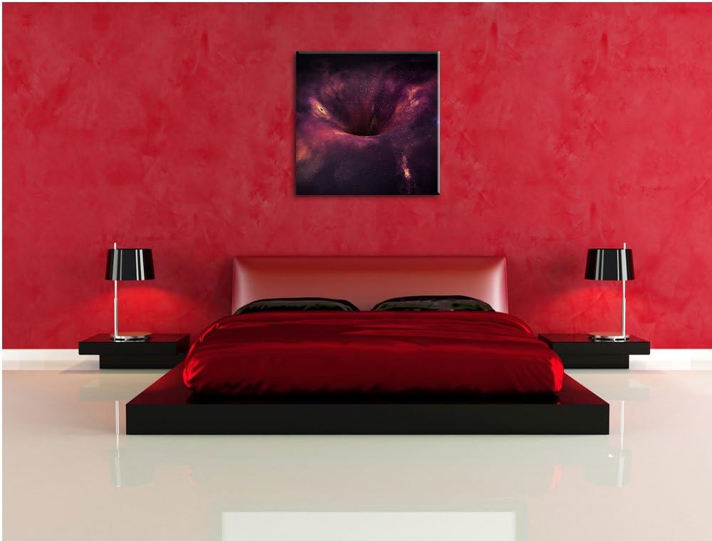 Schwarzes Loch im Weltall, Format: 70x70 auf Leinwand, XXL riesige Bilder fertig gerahmt mit Keilrah