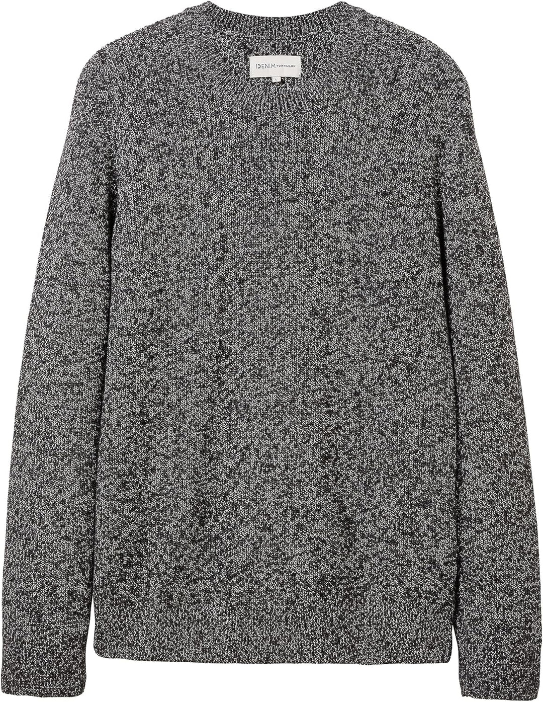 TOM TAILOR Denim Herren Basic Multicolor Strick-Pullover L 32776 - Black Salt And Pepper Mouline, L