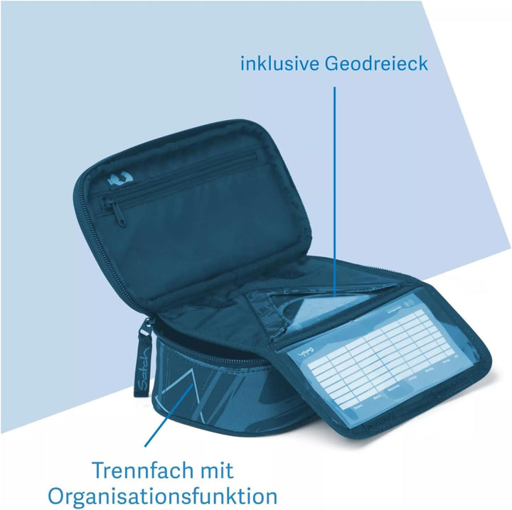 Satch Schlamperbox extra gross inkl. Trennfach Reissverschlussfach Stiftehalter Geodreieck Sichtfens