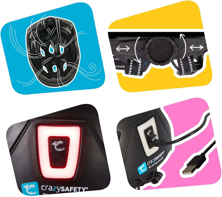 Crazy Safety Cool Kinder Fahrradhelm | Fahrradhelm Kinder 6-12 Jahren für Fahrrad, Skateboard, Mount