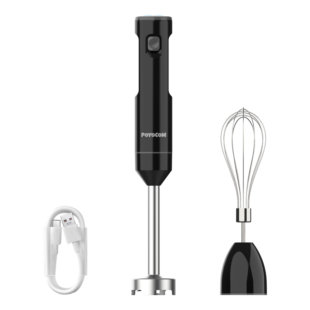 POYOCOM Akku-Stabmixer, kabelloser Stabmixer mit TYP-C-Kabel, Schneebesen für Smoothies, Milchshakes