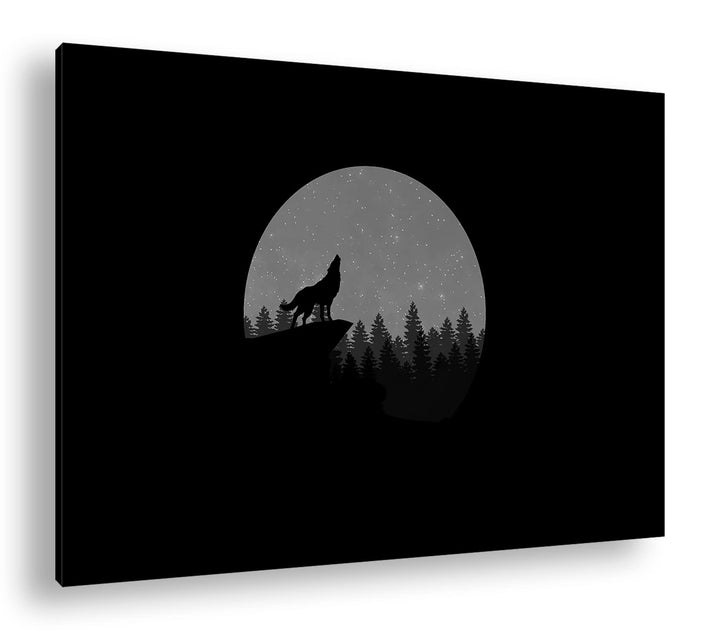 deyoli düsterer einsamer Wolf Format: 80x60 Effekt: Schwarz&Weiss als Leinwandbild, Motiv fertig ger