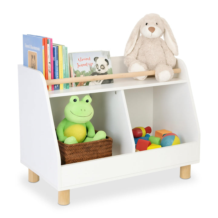 Relaxdays Kinderregal klein, 2 offene Fächer, grosse Ablage, HxBxT: 52 x 72 x 38 cm, Spielzeugregal,