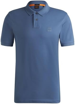 BOSS Herren Passenger Slim-Fit Poloshirt aus Stretch-Baumwolle mit Logo-Aufnäher S Blau489, S Blau48