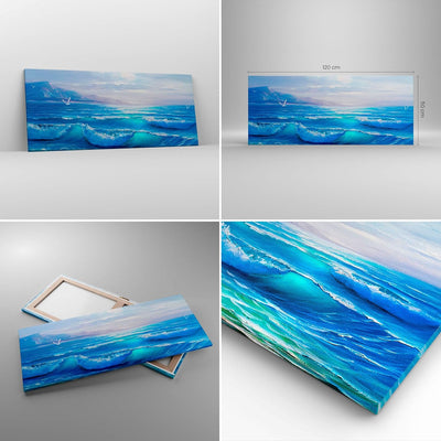 Wandbilder Dekoration Wohnzimmer Meer Welle Möwe Panorama Bilder auf Leinwand 120x50cm Leinwandbild