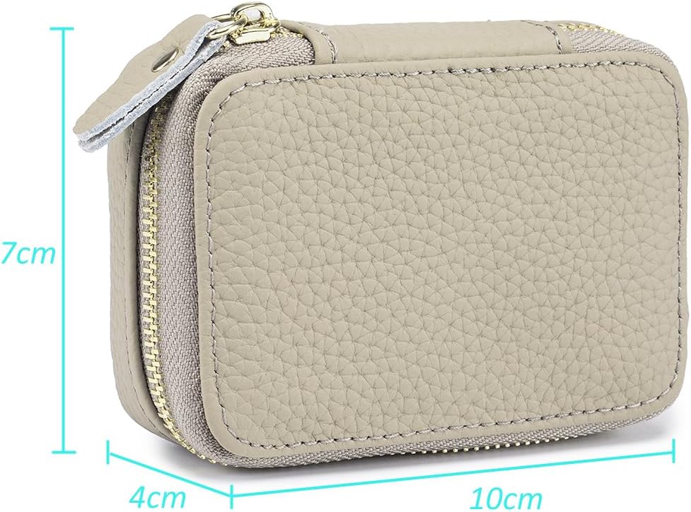 Lippenstift-Etui mit Spiegel, Leder, Reissverschluss, Lippenstift-Halter, Box, klein, Reise-Make-up-