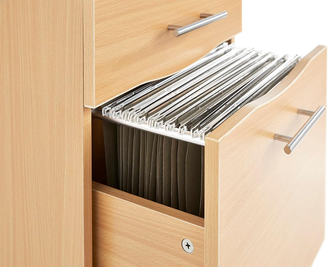 MMT Furniture Designs Ltd MT Products Mobilschrank mit 3 Schubladen, abschliessbar, Buche, für Schre