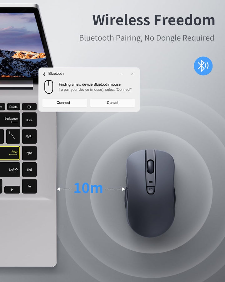 Lenovo Maus kabellos WL300, Wireless Bluetooth Mouse mit leise Klicks, Wireless Computer Mouse,3 Ein