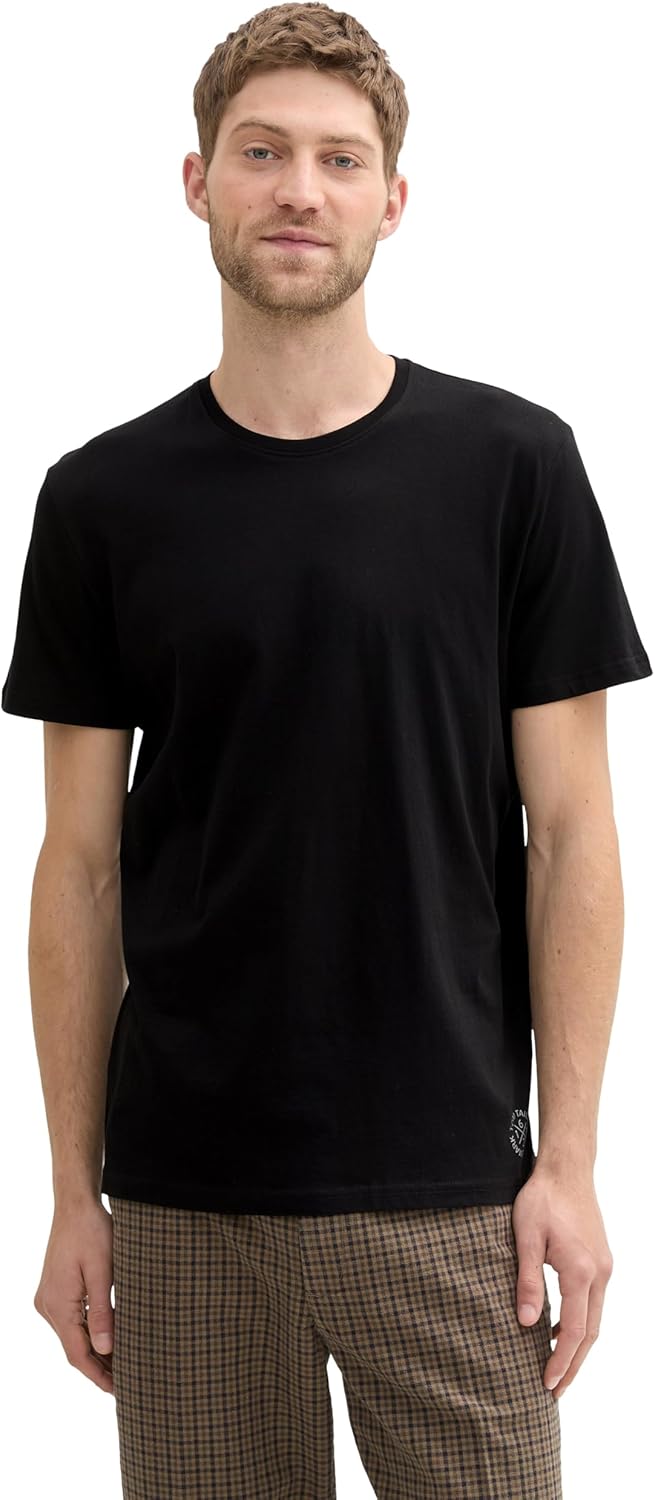 Tom Tailor Herren Doppelpack Crewneck T-Shirt M 29999 - Black, M 29999 - Black