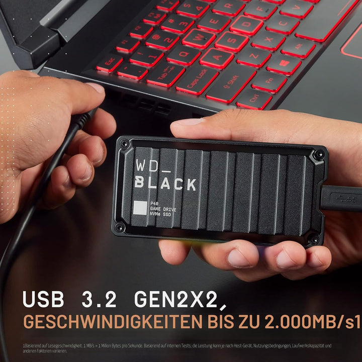 WD_BLACK P40 Game Drive SSD 500 GB externe SSD (WD_BLACK Dashboard, 2.000 MB/s Lesen, 1.950 MB/s Sch