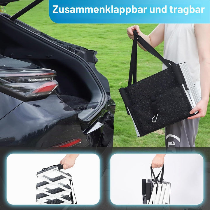 Uross Hundetreppe für Auto - 5 Stufen Zusammenklappbare Rampe für Auto und SUV, Aluminium-Treppe für