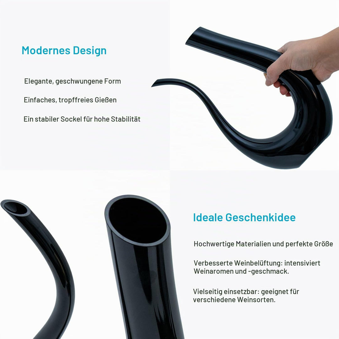 Intirilife Wein Dekanter in U-Form aus Glas in Schwarz -750 ml- Weinkaraffe, Rotwein Dekantierer, We