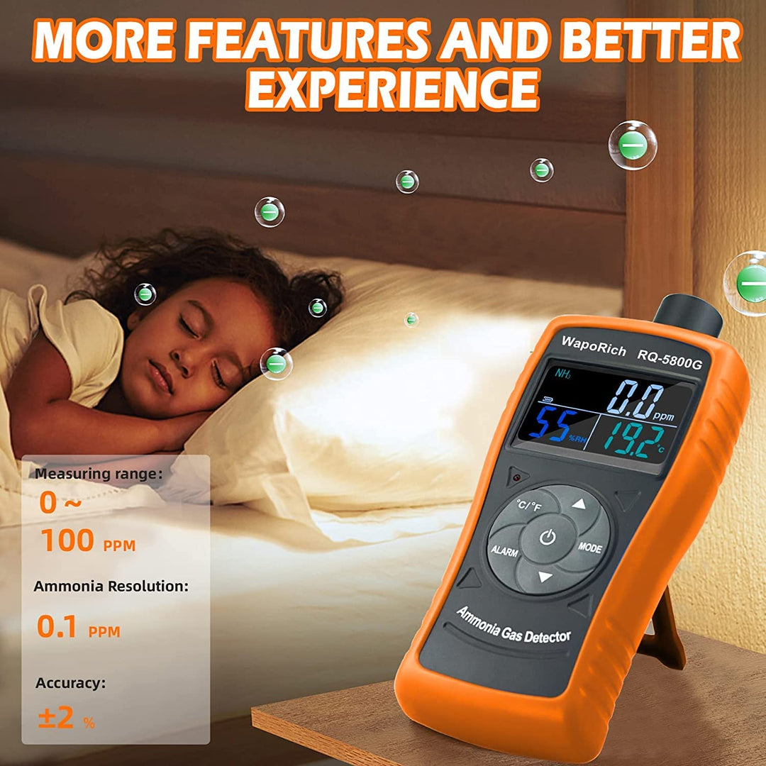 Ammoniakgasdetektor 0~100 PPM NH3-Monitor, Partikeldetektor Professionelles Messgerät mit Temperatur