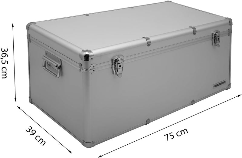 Aluminium-Rahmenkoffer Transport-Box, Koffer in Silber mit 82 Liter Volumen 082 Liter Silber, 082 Li