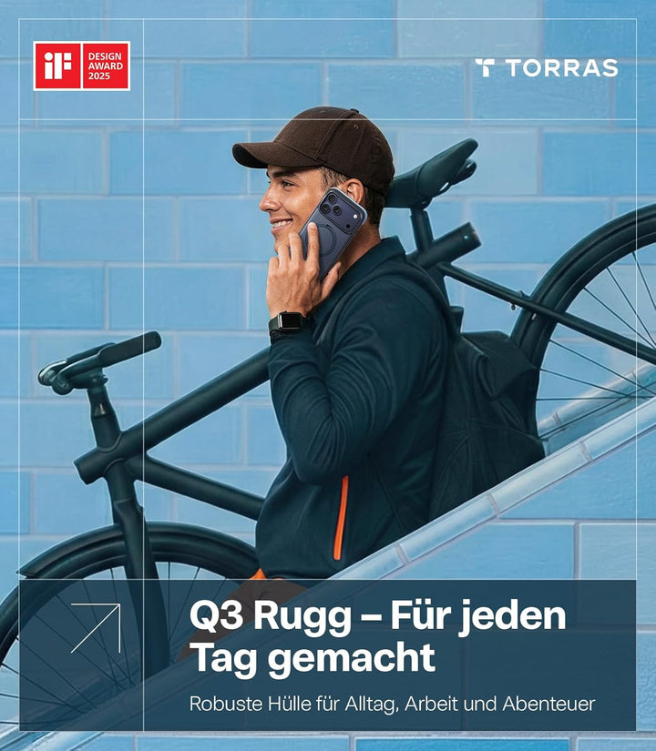 TORRAS Ostand Q3 Rugg für iPhone 17 Pro Hülle, Extrem rutschfest & fingerabdruckfrei, 360° Ständer f
