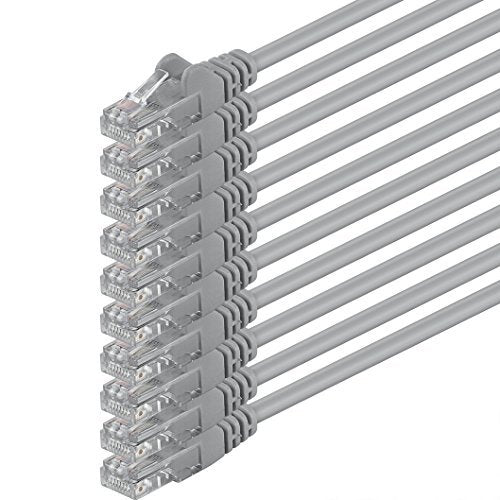 5m - grau - 10 Stück - (PACK) - CAT.6 CAT6 Ethernet-Lan-Netzwerk-Kabel 1000Mbit/s Patchkabel 5,0 Met