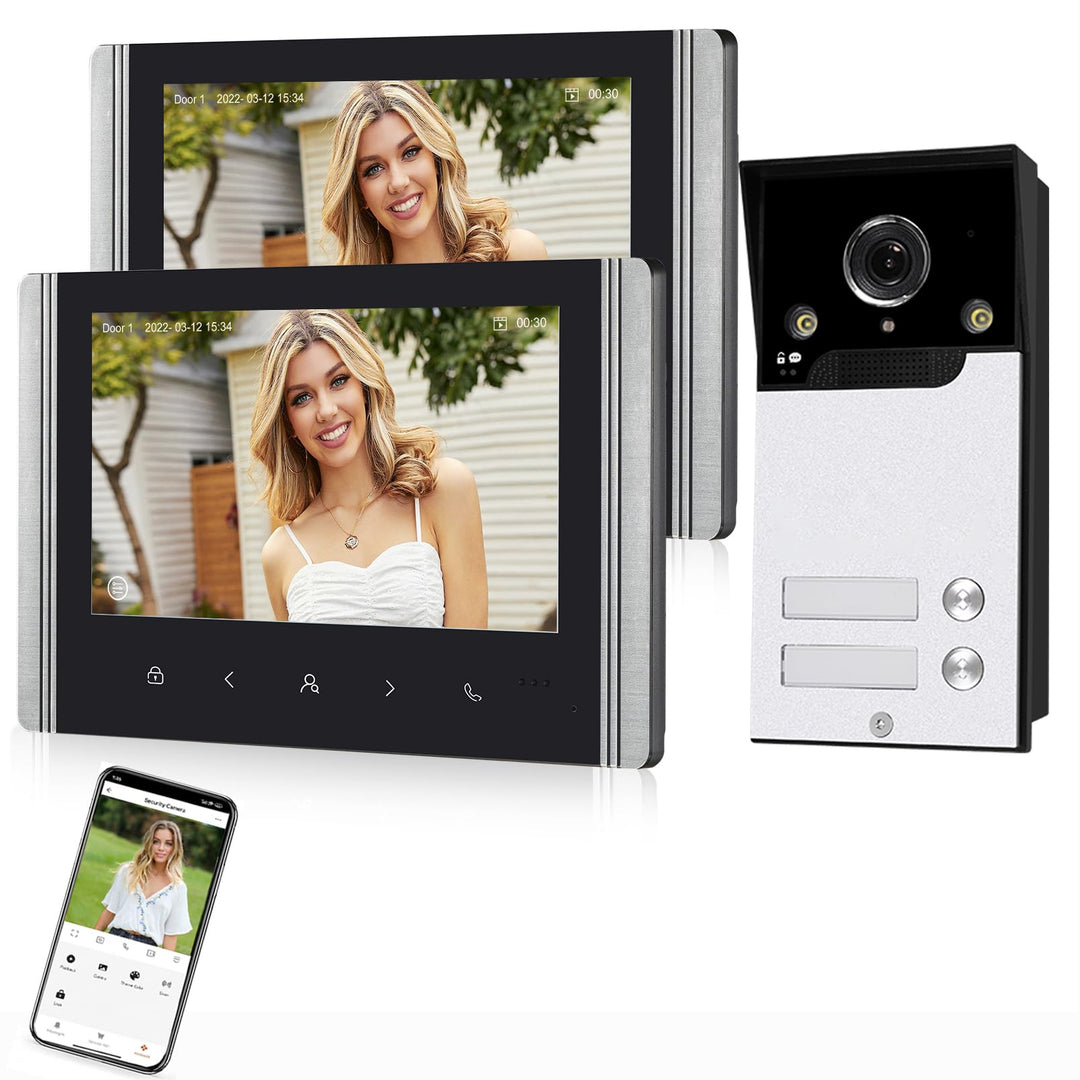 FTes RFKits WLAN Wireless Video Türsprechanlage,1080P Aussenkamera,7 Zoll Touchscreen Wireless Monit